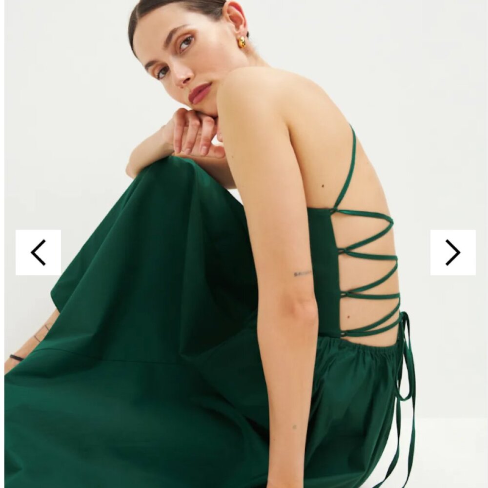 Reformation Emerald Green Strappy Back Midi Dress